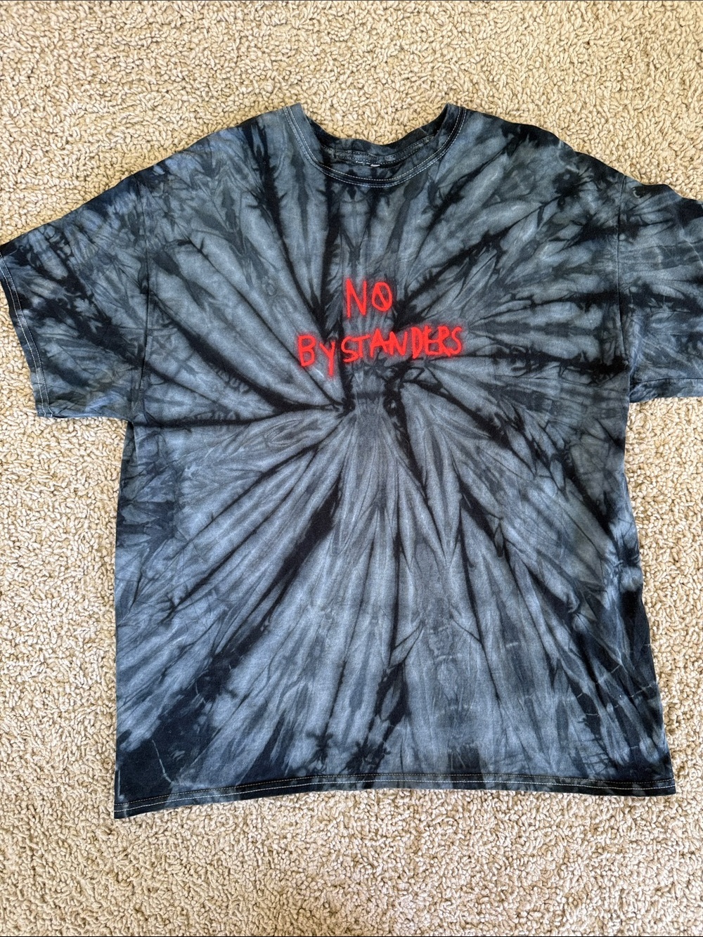 No Bystanders Travis Scott concert t-shirt Mens Tie-Dye Black, Blue and Gray